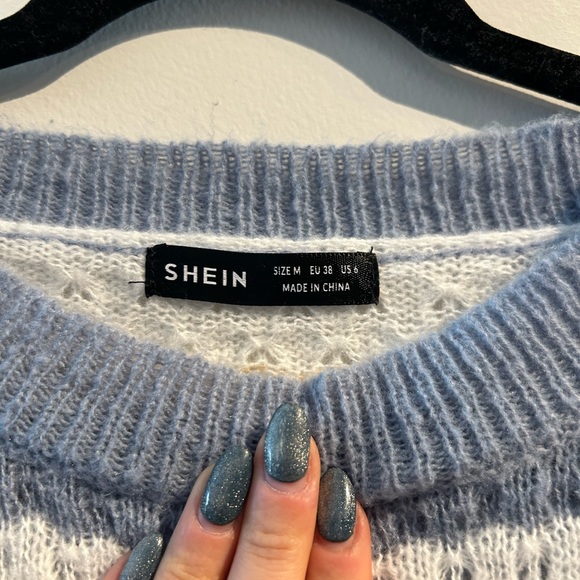 Shein Tan and Blue Striped Sweater - Picture 3 of 4